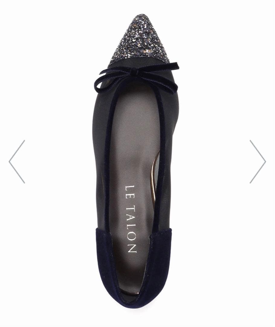 【完売商品✨】Le Talon ポインテッドトゥキャップチュールバレエ ネイビー
