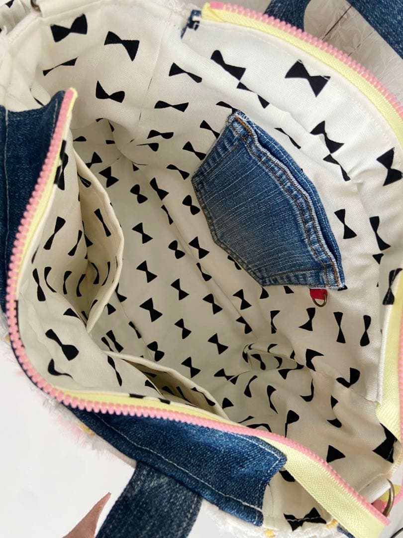 一点物｜デニムリメイク トートS 大人の遊び心「ポップ・ドーナツ君」バッグ