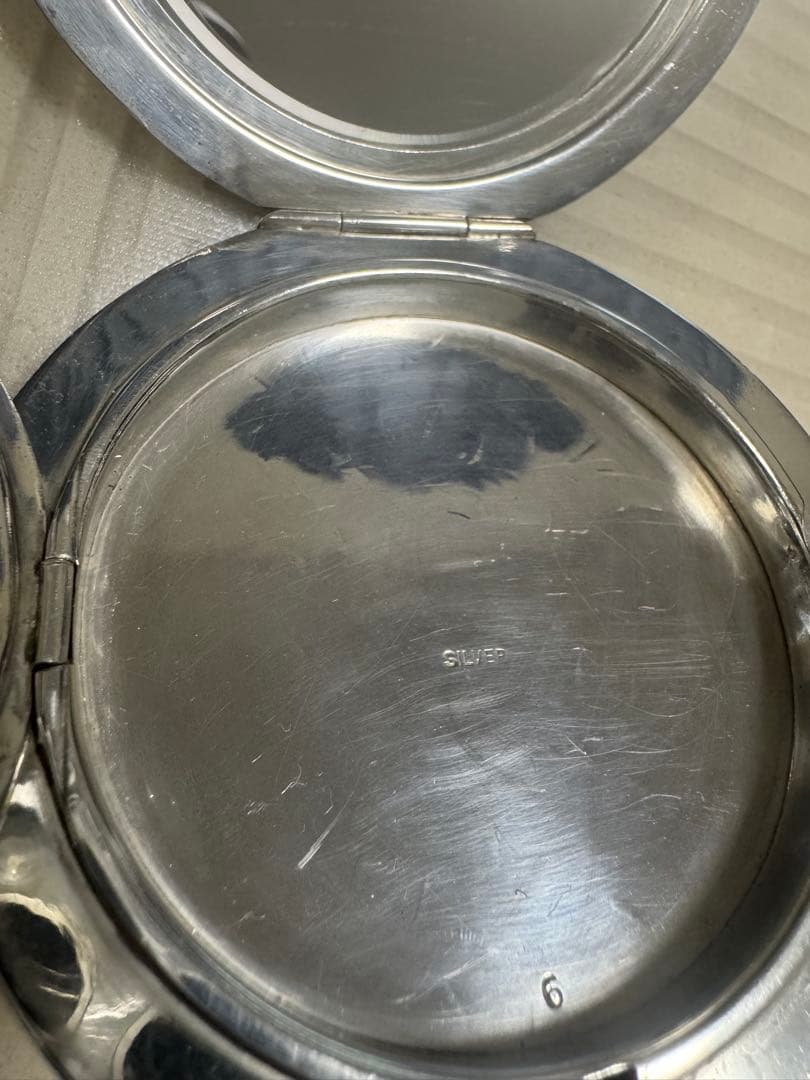 アンティーク 純銀 silver コンパクト ミラー　手鏡