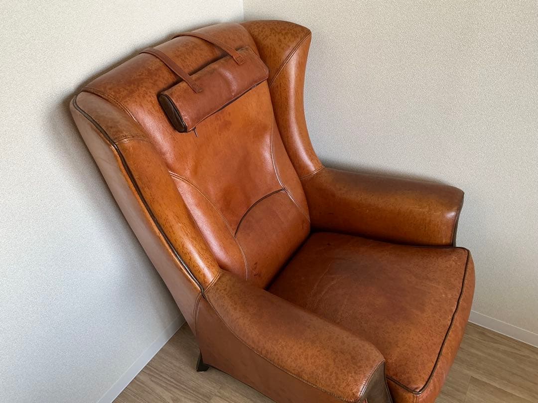 アンティーク家具 1人掛けソファ デンマーク製 本革 ハイバック