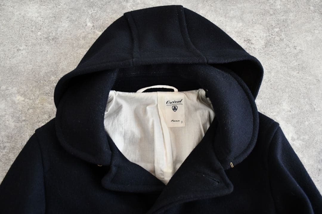 Orcival 3 フードコート　P ダッフルコート　ネイビー　メルトン