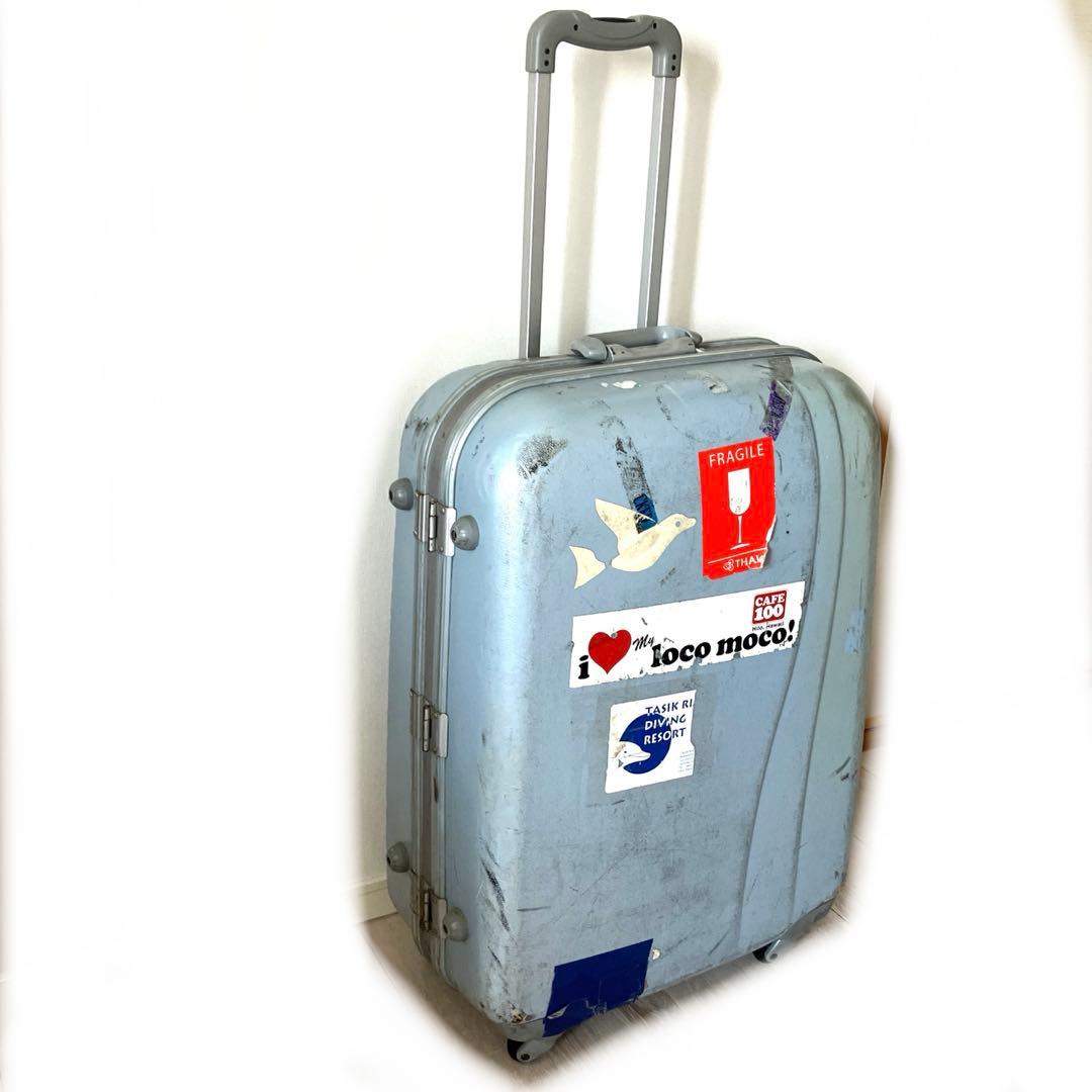 【匿名配送　ヴィンテージ】 スーツケース L 大　ブルー　ステッカー　海外旅行