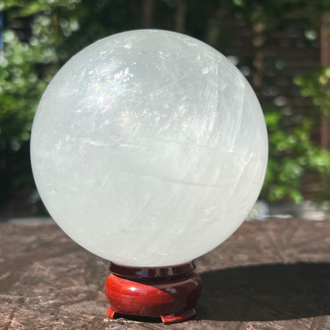 ✳️超美白大宝珠✨美しいレインボー✨極上 ホワイトカルサイト 丸玉 天然石 他1点