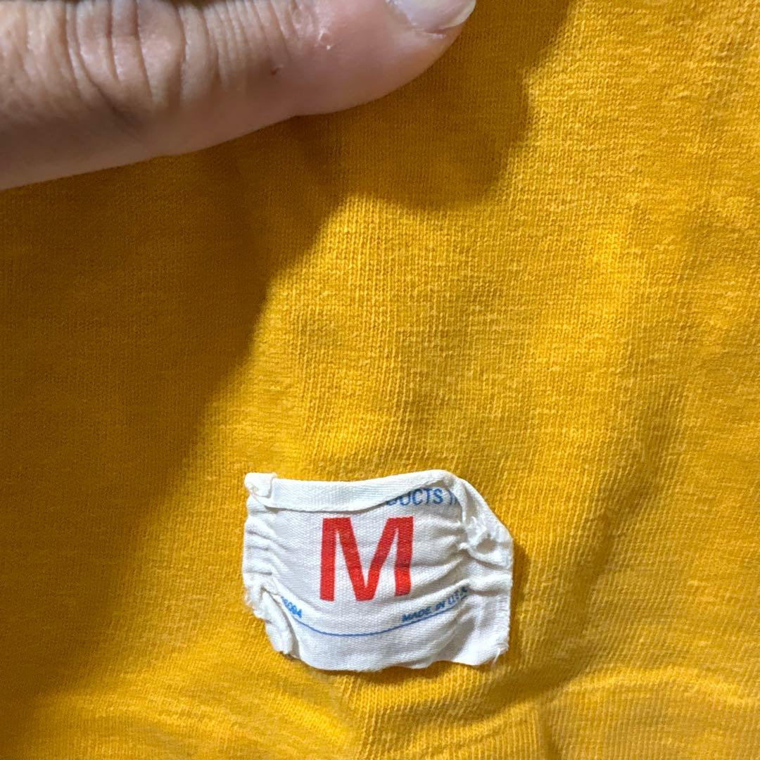 70s CHAMPION フットボールTシャツ M 黄色 バータグ チャンピオン