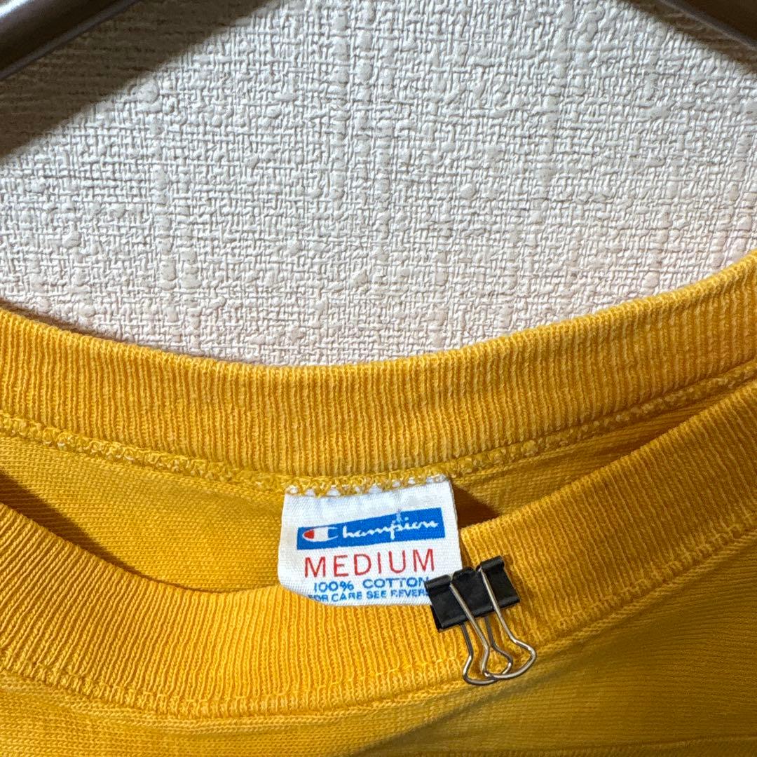 70s CHAMPION フットボールTシャツ M 黄色 バータグ チャンピオン