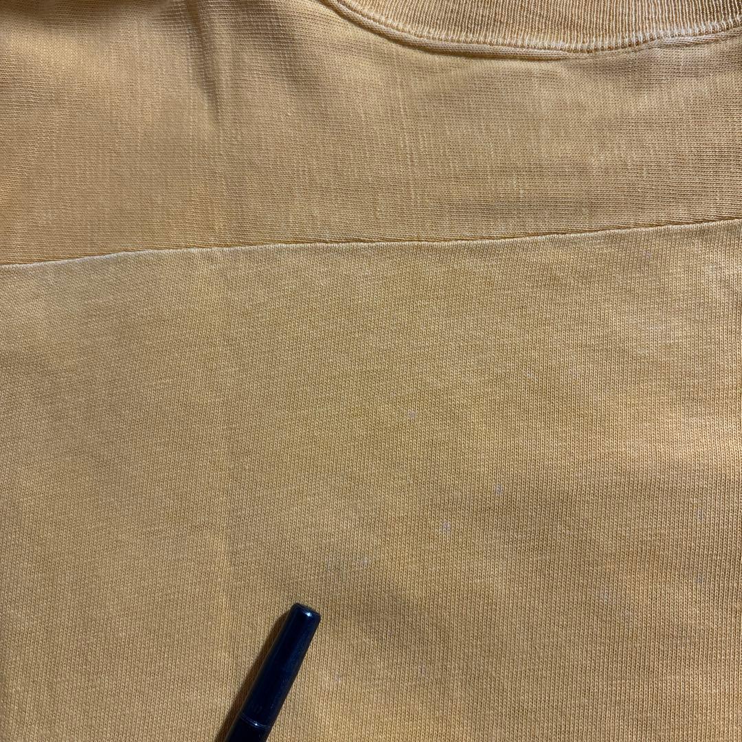 70s CHAMPION フットボールTシャツ M 黄色 バータグ チャンピオン