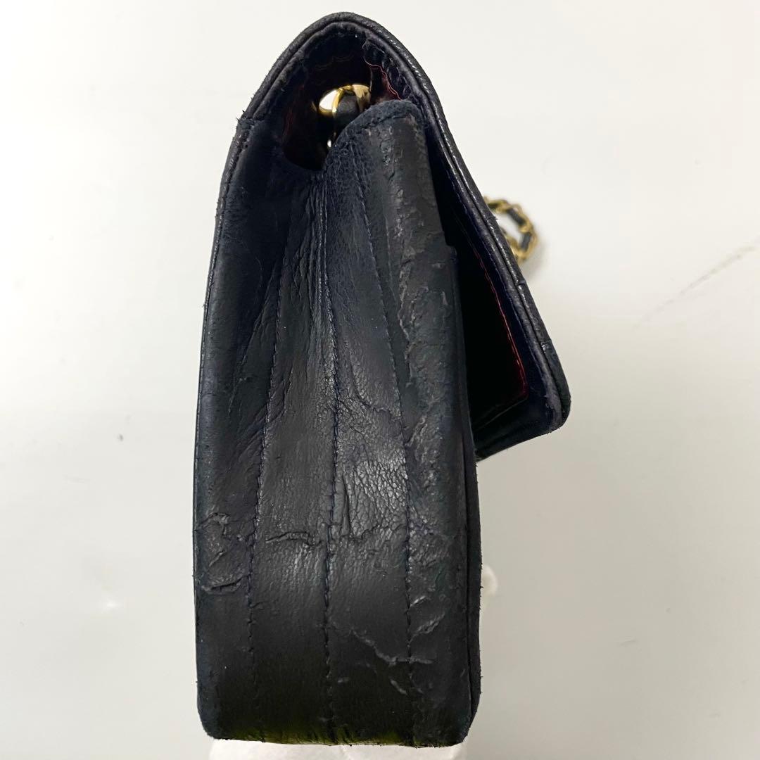 ららシャネル　マドモワゼル　ラムスキン　ターンロック　チェーンショルダー