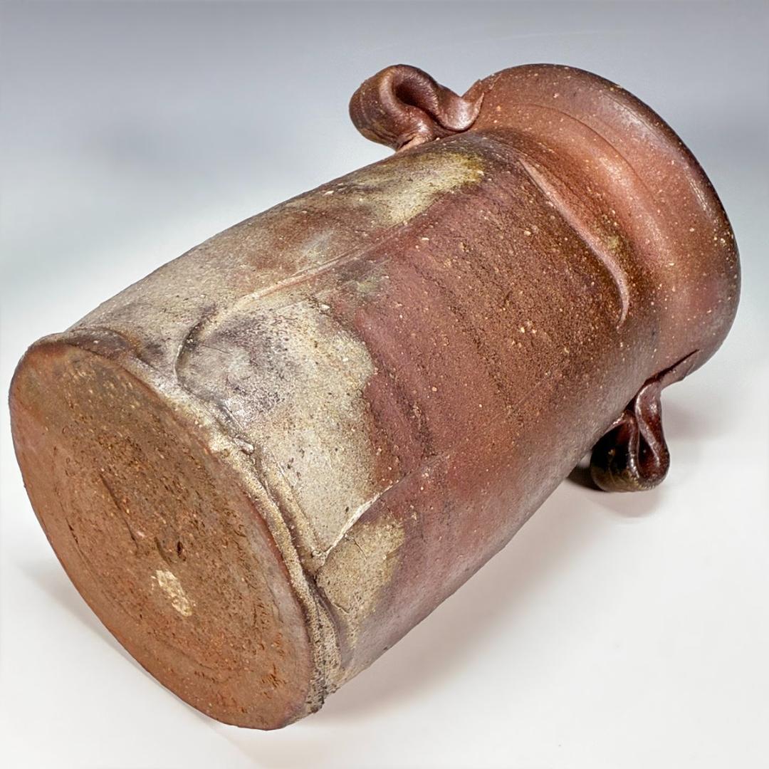 ■備前焼 斉藤隆 作 花入 共箱あり 師：伊勢崎淳