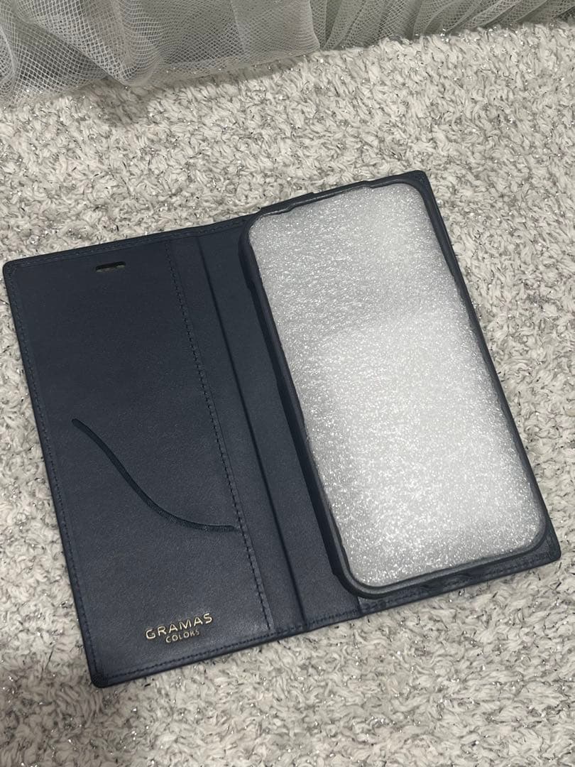 GRAMAS iPhone 12 Pro Max 手帳型ケース ネイビー