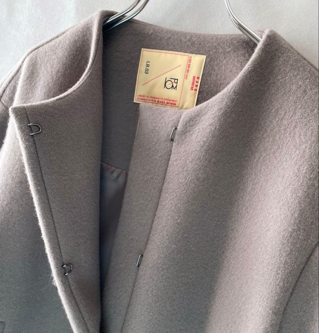 美品✨ナノユニバース　23AW ハミルトンウール　ノーカラーショートコート　S
