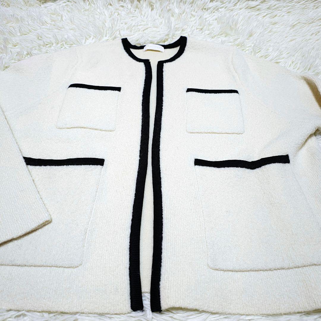 美品 ボールジィ ブークレーニット ウール カーディガン ホワイト