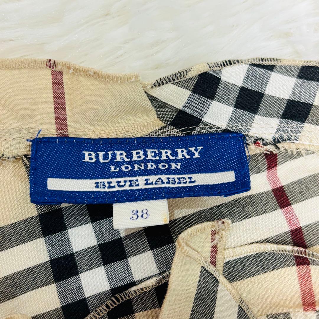 美品 バーバリー ノースリーブ タンクトップ 襟 フリル ノバチェック y2k