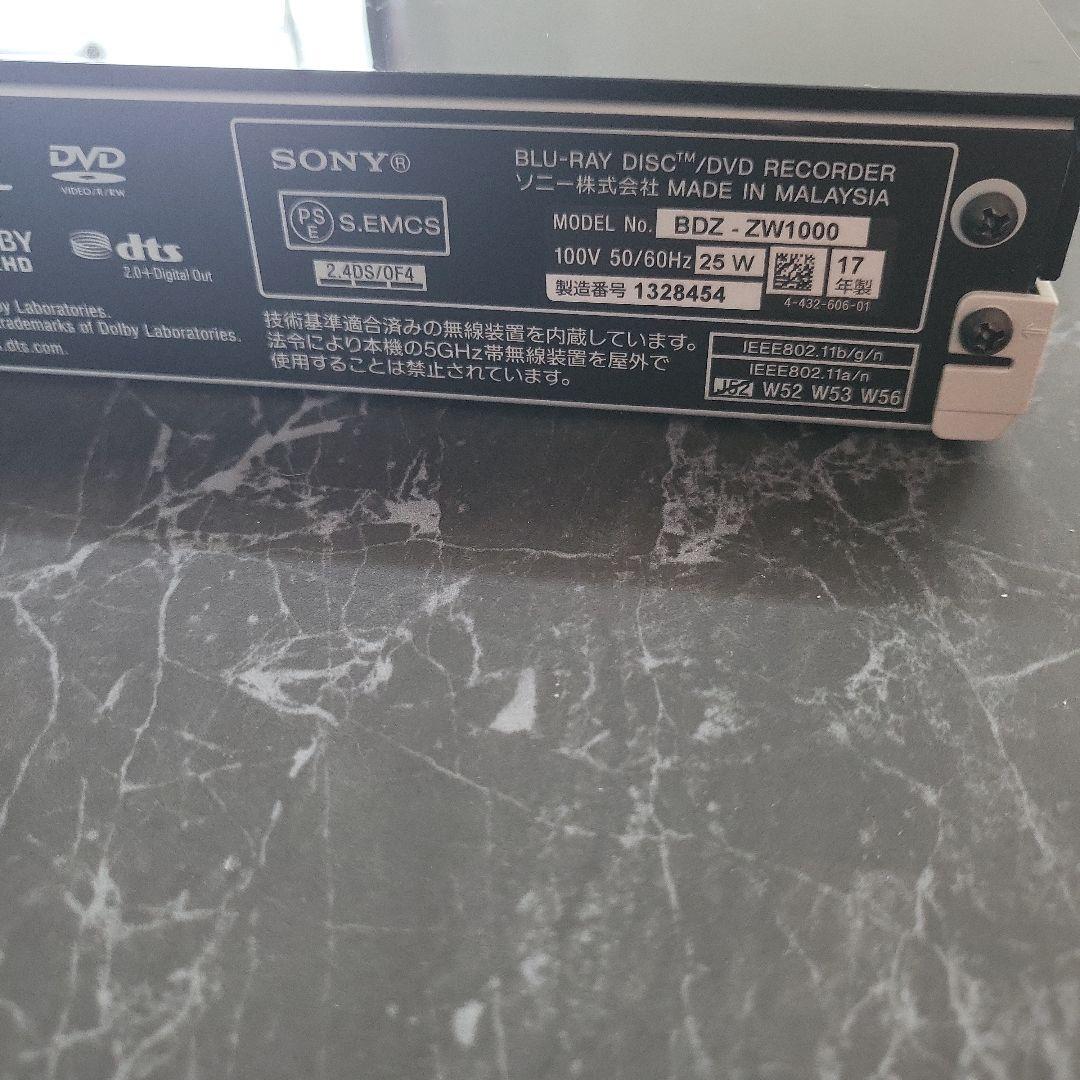 SONY ブルーレイディスクレコーダー 2017年製 BDZ-ZW1000