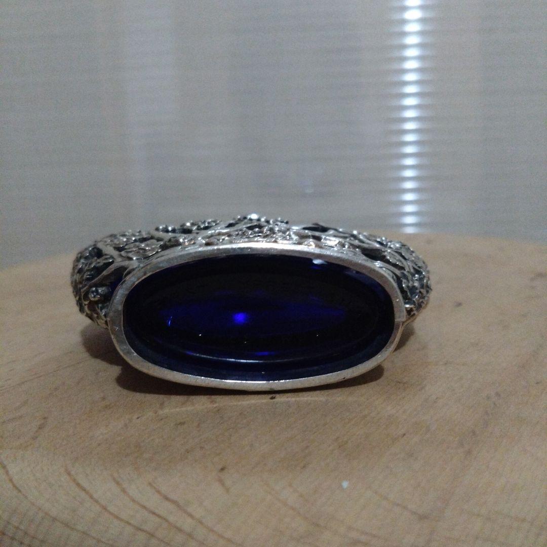 アンティーク　コバルトブルー 香水瓶　ツバメ