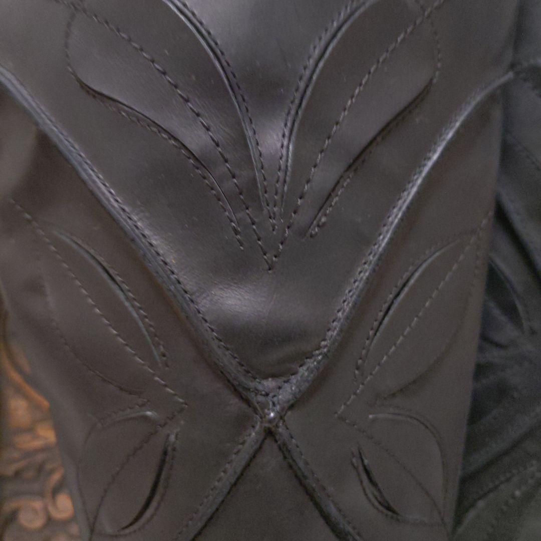 専用　Clarks　ブラックレザー ロングブーツ フラワー　刺繍