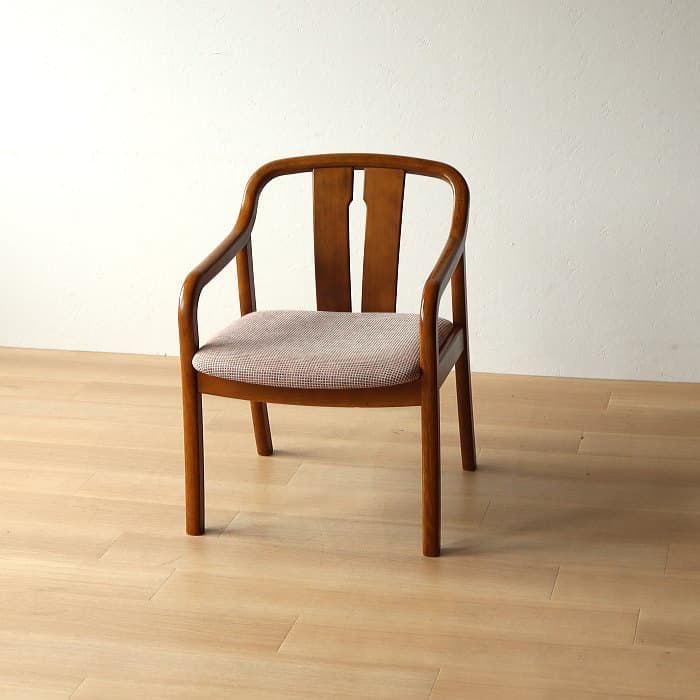 オールド カリモク アームチェア レトロ 肘付イス ③