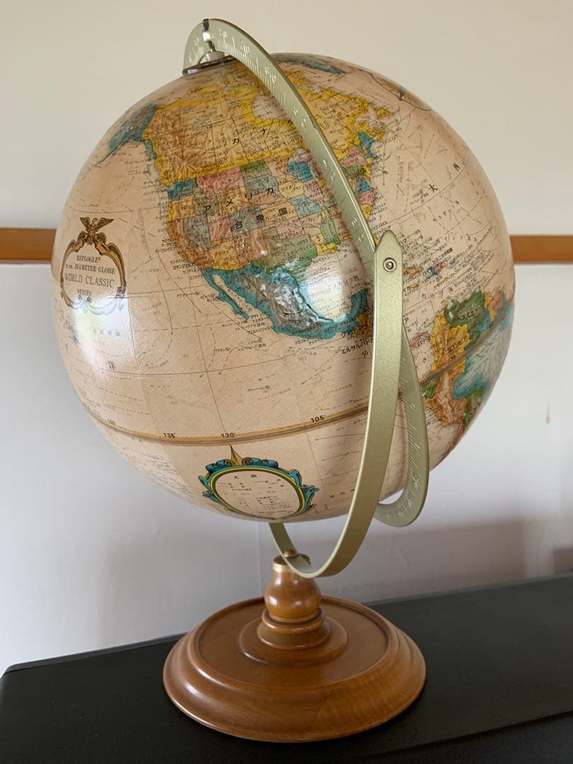 Replogle 地球儀 1970〜80年代製 アメリカ製 日本語表記 木製台座