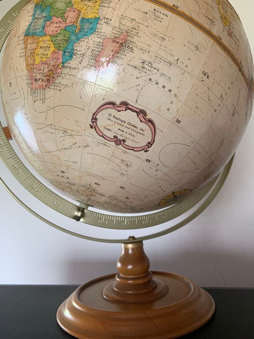 Replogle 地球儀 1970〜80年代製 アメリカ製 日本語表記 木製台座