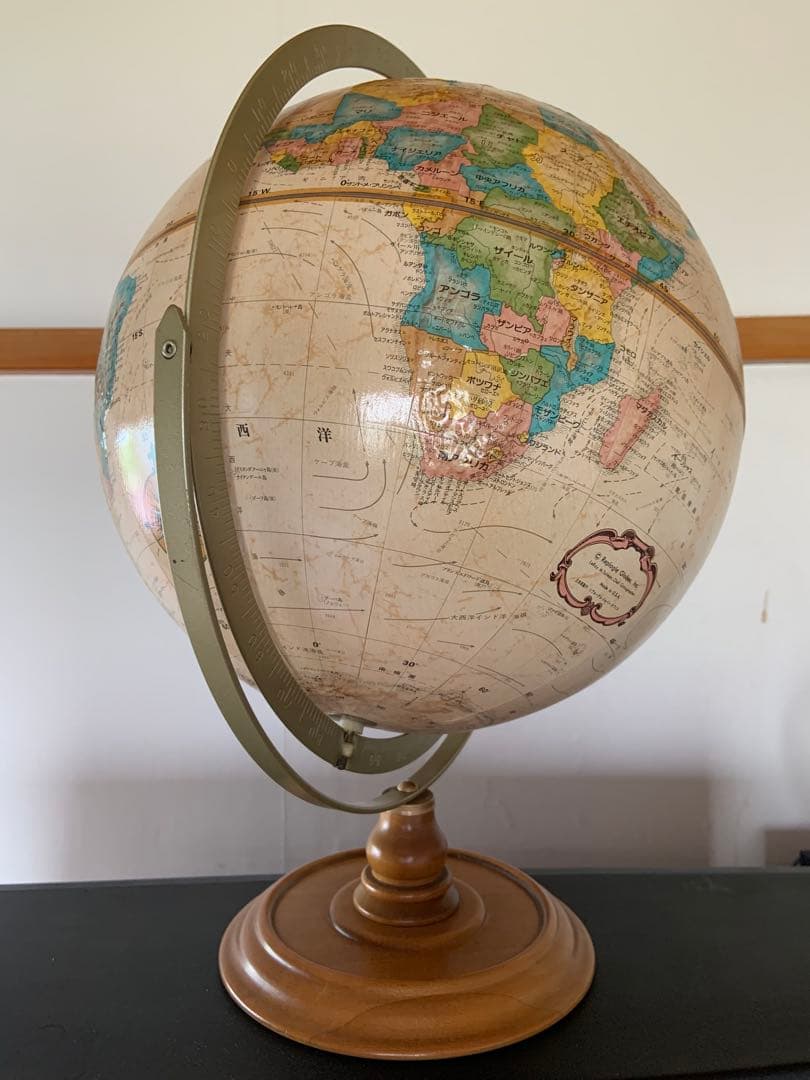 Replogle 地球儀 1970〜80年代製 アメリカ製 日本語表記 木製台座