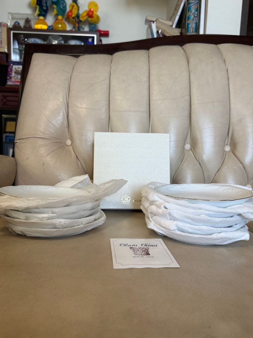 82:大倉陶園 銘々皿　ホワイト金縁皿 10枚セット