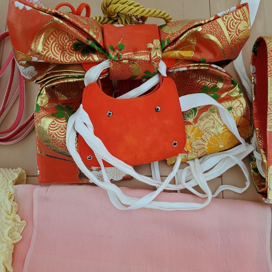 京越 七五三 7歳 女の子 四つ身着物 蝶菊水帯 結び帯 作り帯 帯揚げ付き