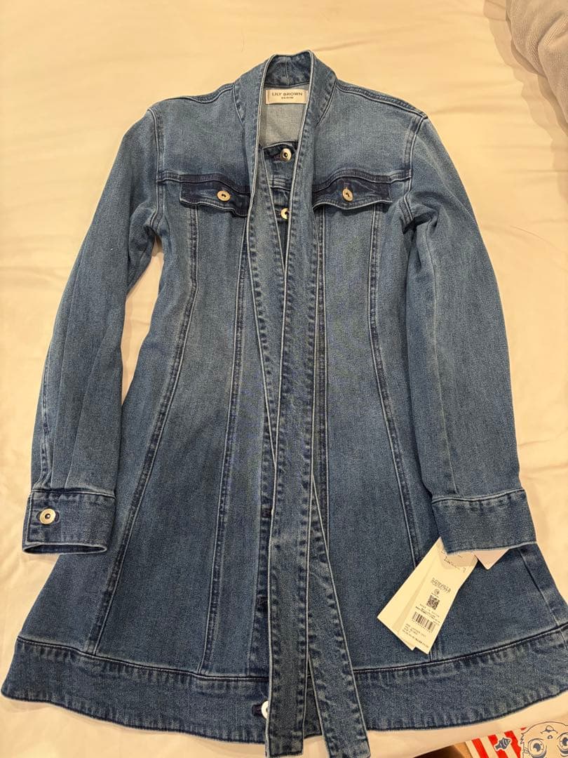 リリーブラウン Lily Brownリボン付きデニムシャツワンピース