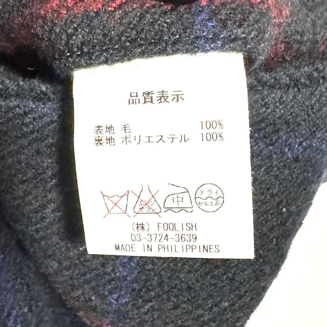 良好 ラフアンドスウェル ウールチェックパンツ ネイビー赤 防寒高級感漂う大人気