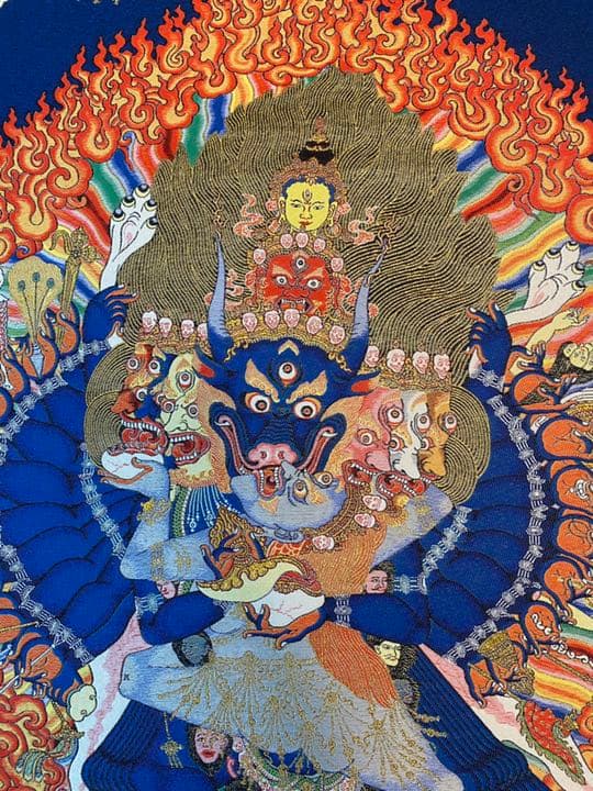 特別お値下げ　チベットの絹刺繍のタンカ　ヤブユム　歓喜仏