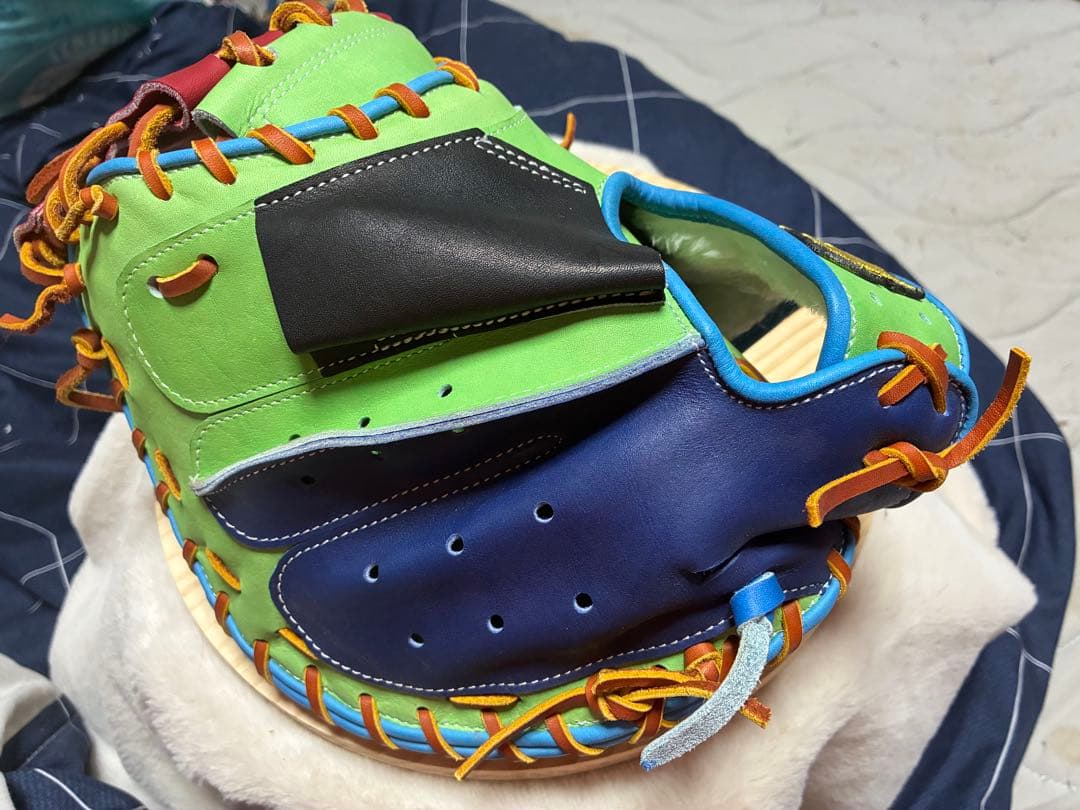 ベースマン　軟式用　右投げ　キャッチャーミット 革は硬式用使用