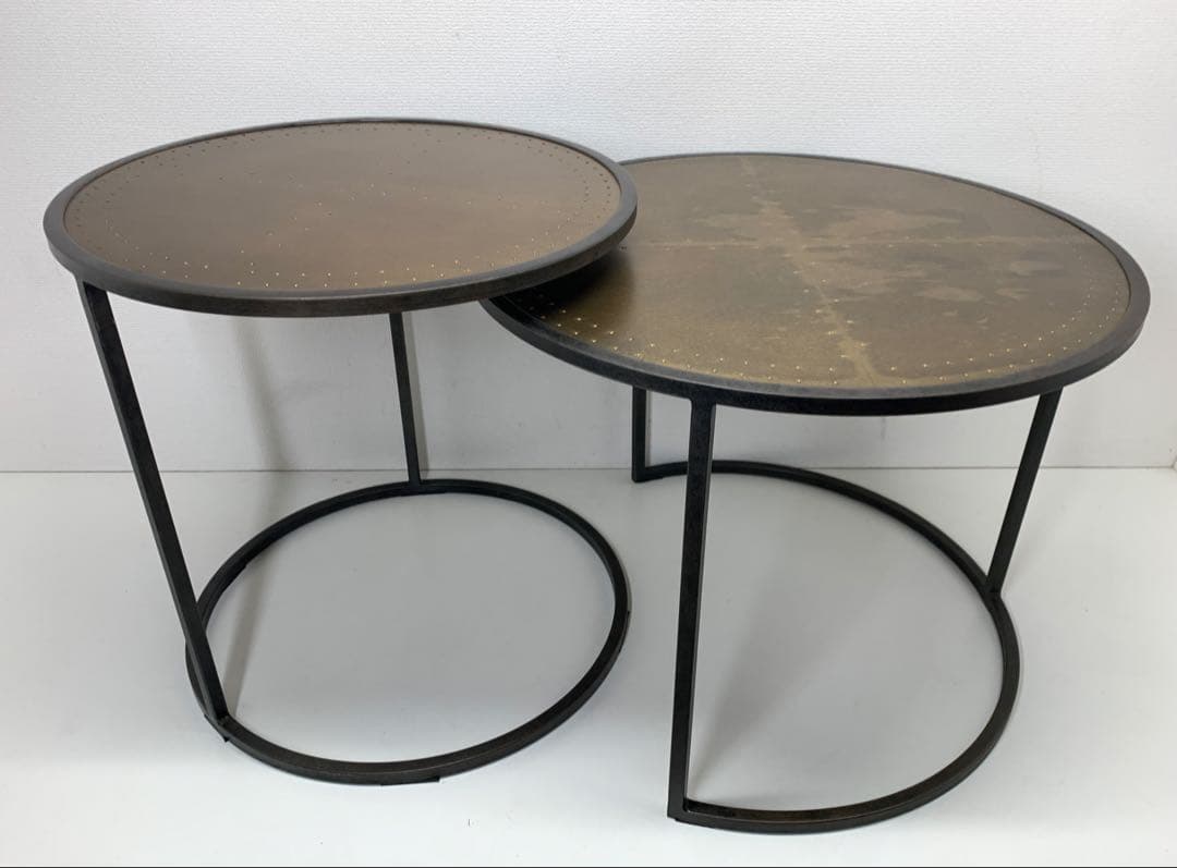 関家具 エルマ ラウンドサイドテーブル50 真鍮板 Φ50cm