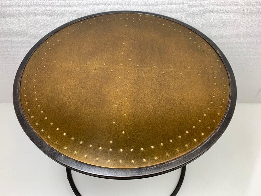 関家具 エルマ ラウンドサイドテーブル50 真鍮板 Φ50cm