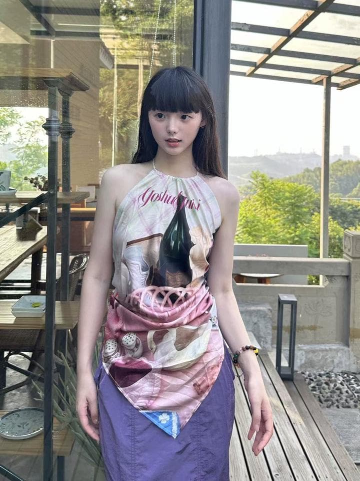 YoshuYuki　ギャル プリント ホワイト キャミソール