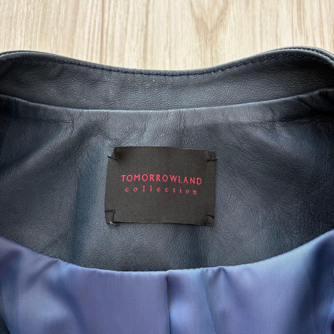 【美品】23AW TOMORROWLAND レザージャケット 40 ネイビー