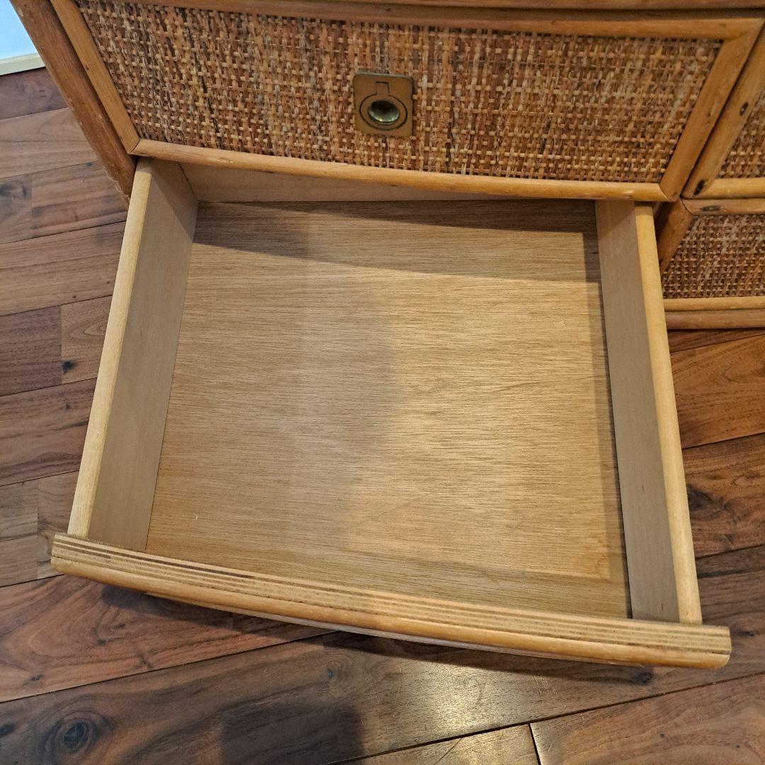 【アンティーク】籐 ラタン サイドボード チェスト ローボード 4杯 古道具