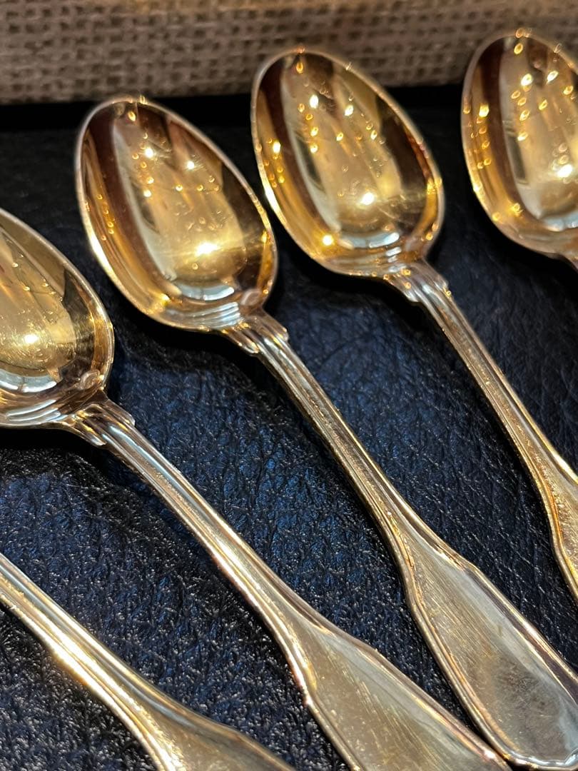 Christofle 純銀950製　ヴェルメイユ　箱入りスプーンセット 12本