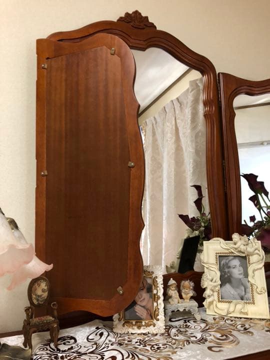 豪華三面鏡ドレッサーイタリア製、ロココ調、ヨーロピアン、アンティーク、姫系、猫脚