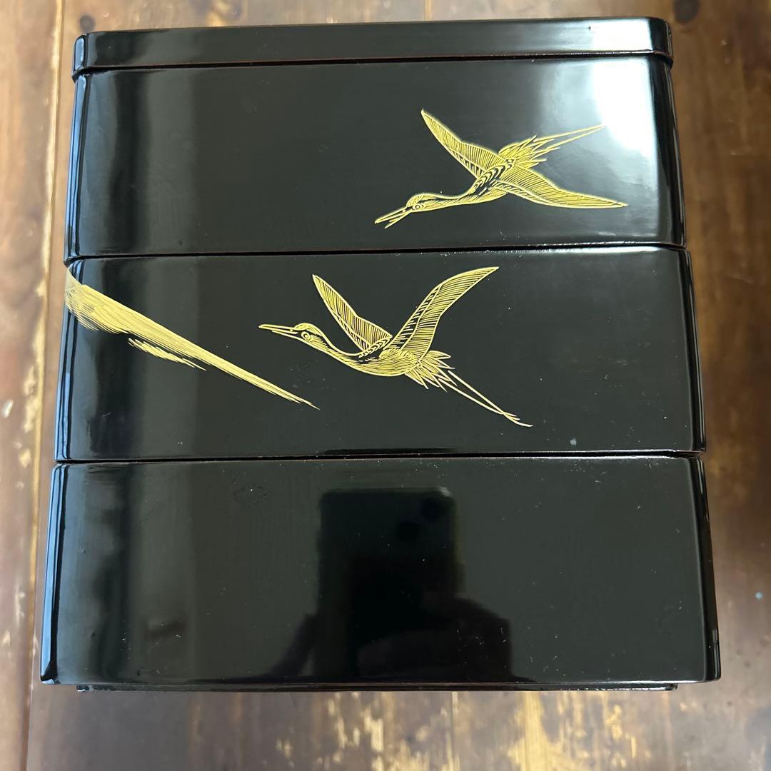 輪島塗　沈金　高級漆器　三段重　鶴　富士　松　会津塗　山中漆器　伝統工芸　天然木