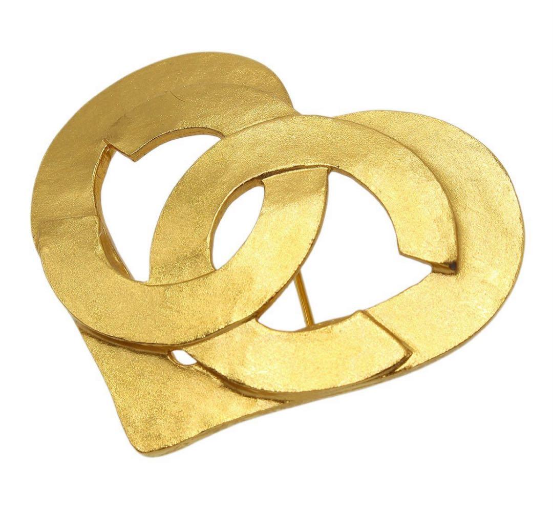 N2337 超美品!! シャネル ココマーク ハート ブローチ