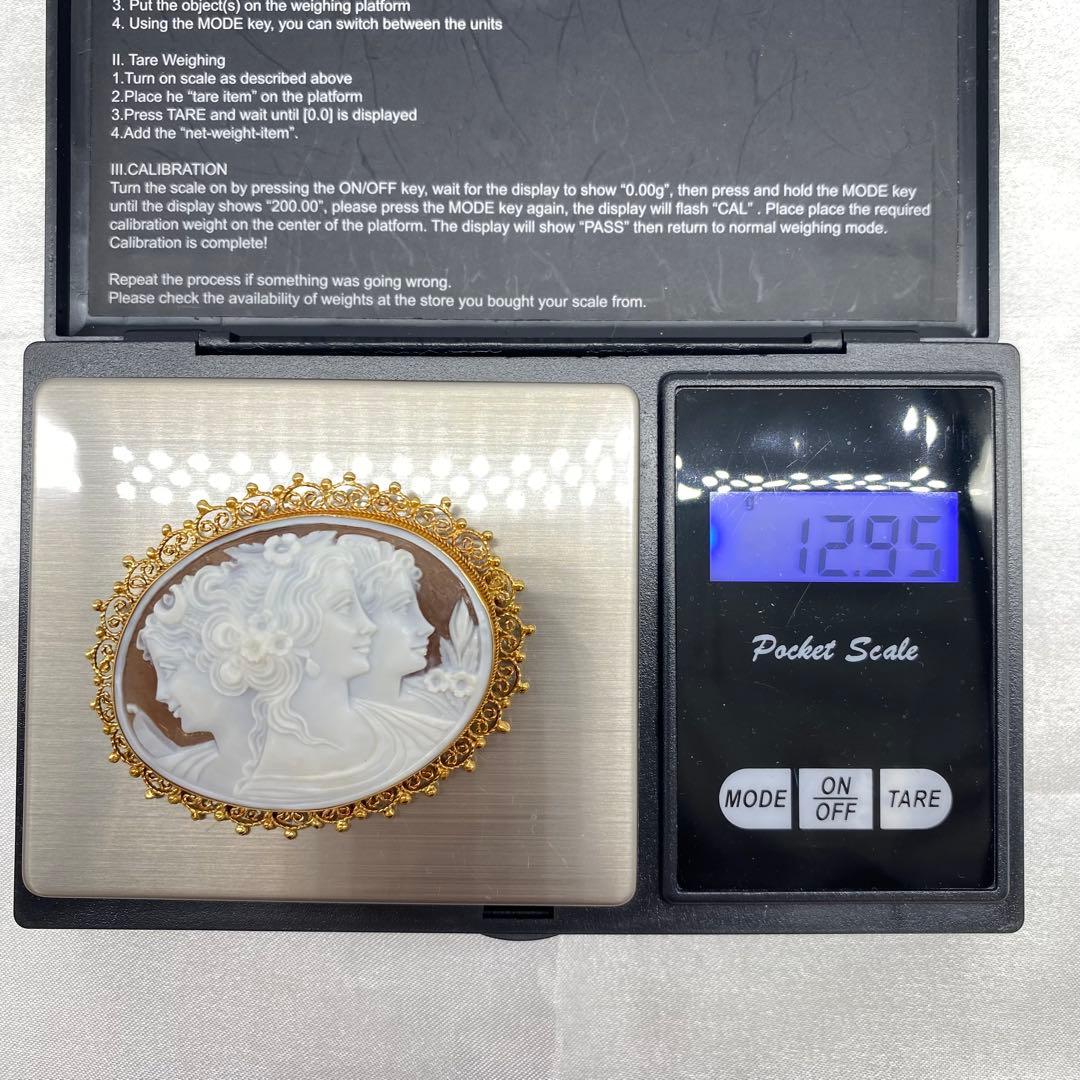 K18 カメオ ブローチ ネックレストップ 作家サイン