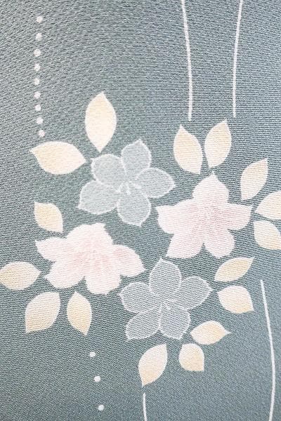 ★専用★未使用品 小紋 縮緬地 くすんだ青緑 立涌文身丈163cm 袷 お洒落