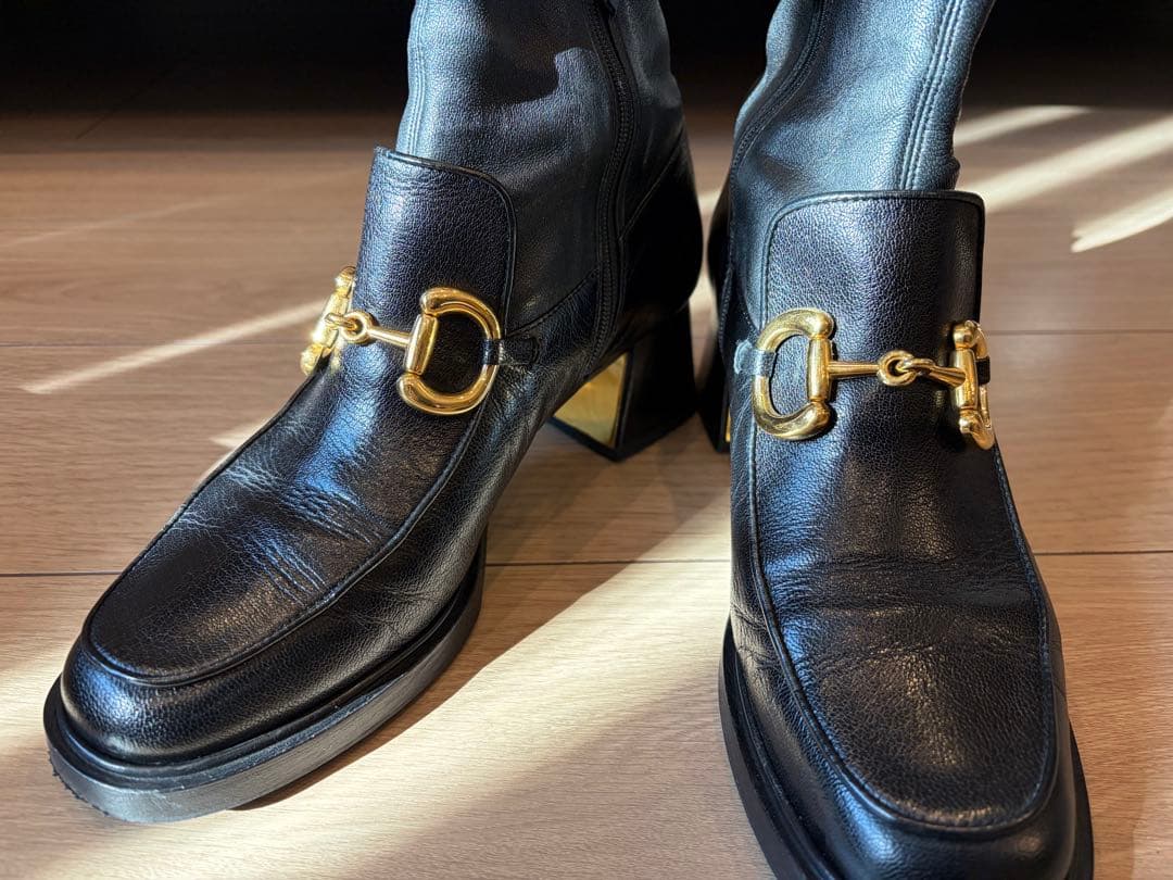 【最終価格】GUCCI ホースビット ブロックヒールショートブーツ 38
