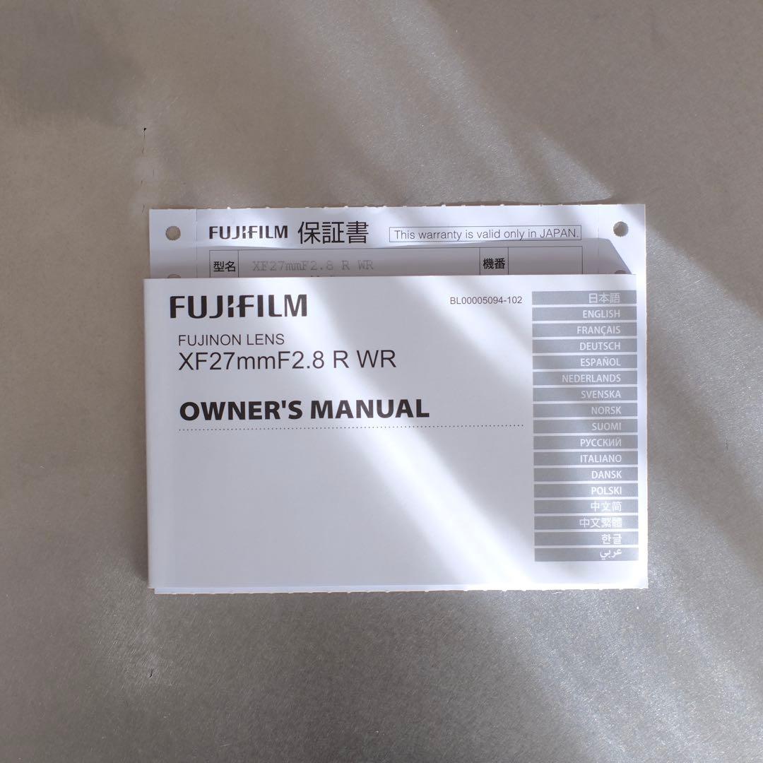 【FUJINON】XF27mmF2.8 R WR
