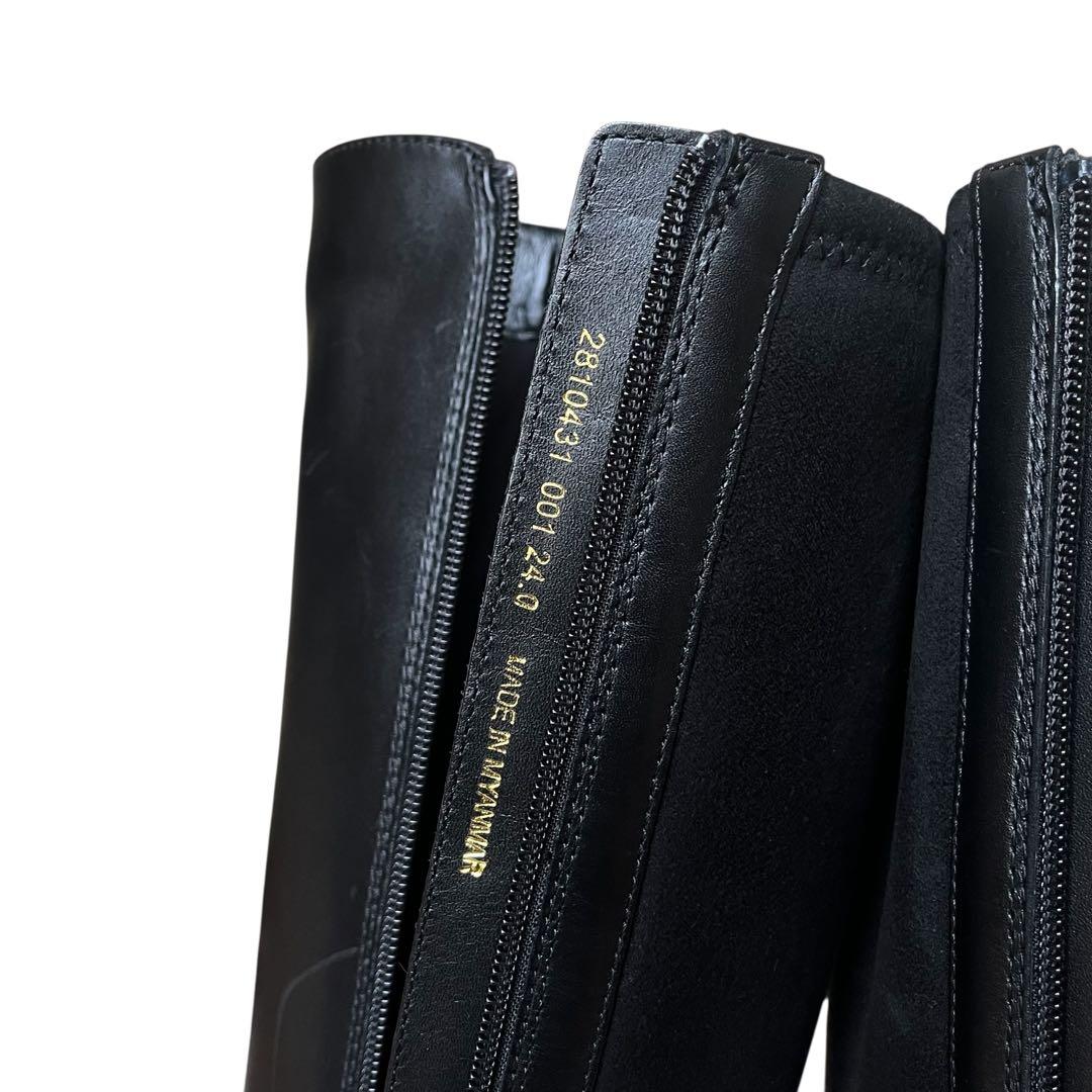 極美品 あしながおじさん 24 レザー ホースビット サイドジップ ロングブーツ