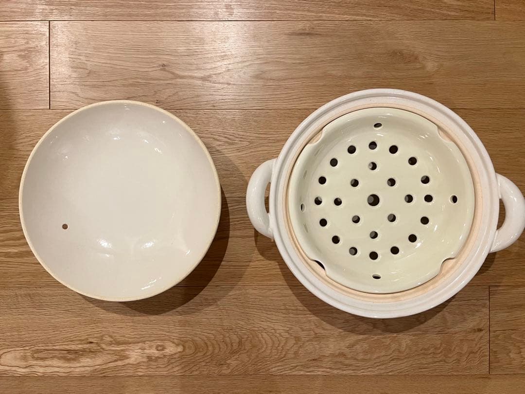 長谷園 ヘルシー蒸し鍋 白（中）