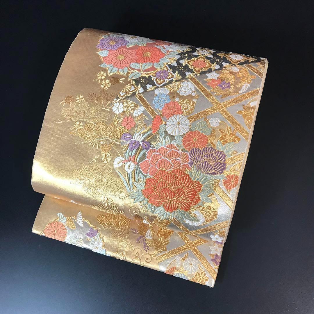 FF-193 袋帯 金錦 結粋 逸品 正絹 六通 金箔 金糸 高級
