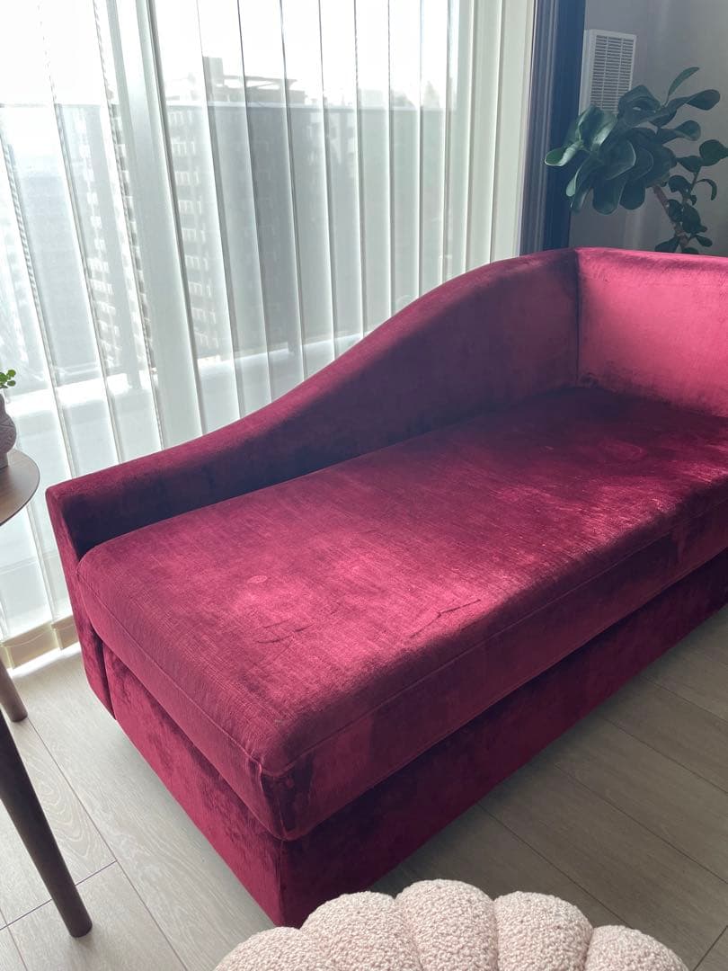 【れな】フライミーブラン カウチソファ ワインレッド