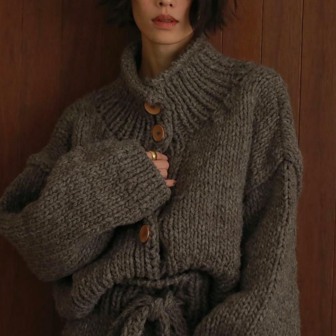 ETRÉ TOKYO/スタンドネックハンドニットカーディガン