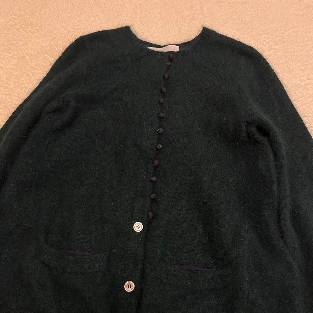 美品　sacai luck アンゴラ混 カーディガン 深グリーン 異素材