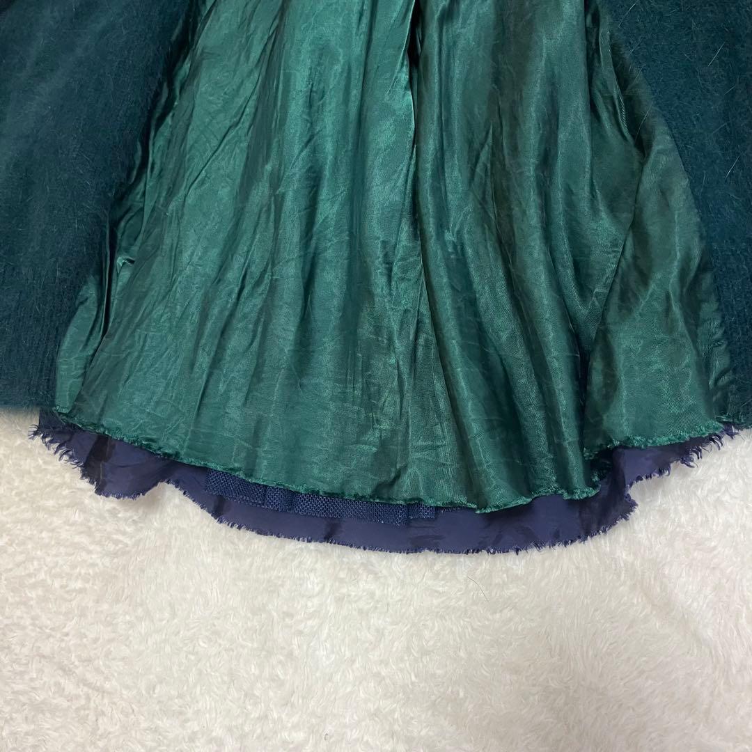 美品　sacai luck アンゴラ混 カーディガン 深グリーン 異素材