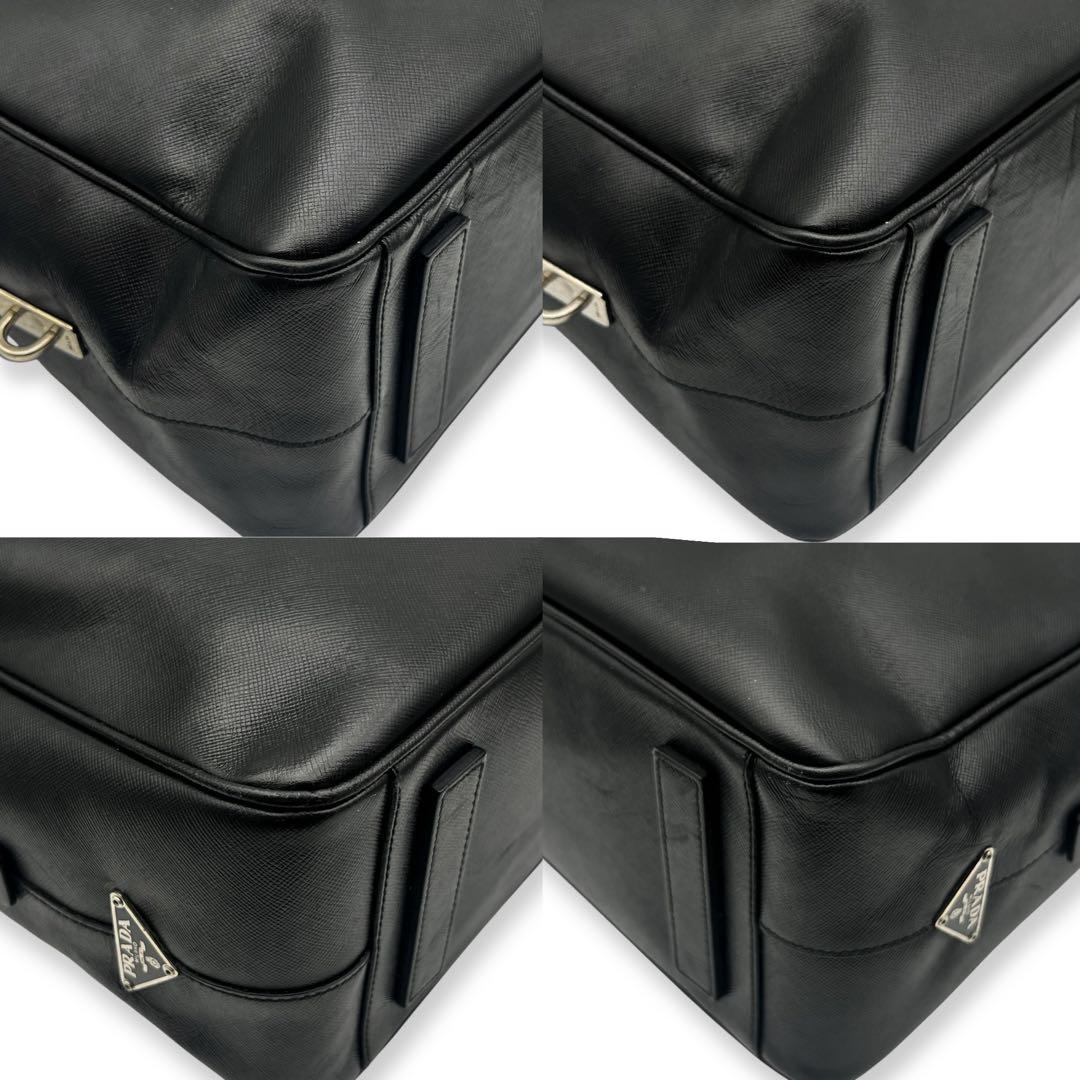 【美品】プラダ　サフィアーノ　三角ロゴ　ビジネス　ハンドバッグ　黒　775